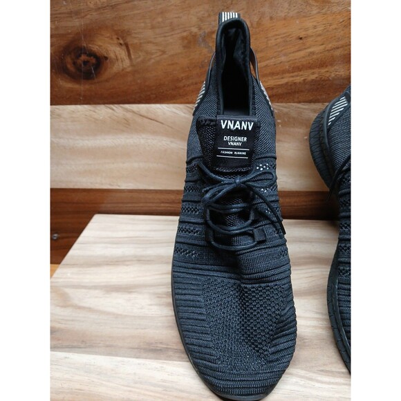 VNANV Black Slip On Designer Fashion Lace Running Shoes Sneakers Size 14 - Picture 5 of 15